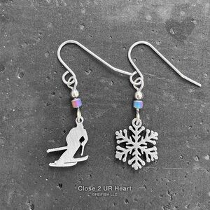Skier and Snowflake Earrings
